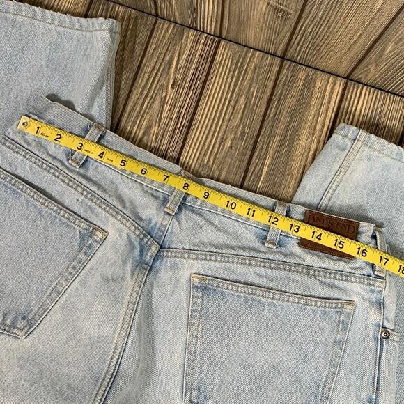 Lands End Women Light Wash Denim Jeans Leather Tag Regular Tapered Sz 37R - Picture 7 of 12
